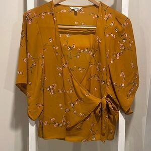 Beautiful Express mustard yellow floral blouse